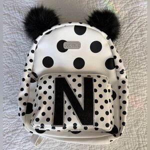 Justice Black and White Polka Dot Kids Backpack
